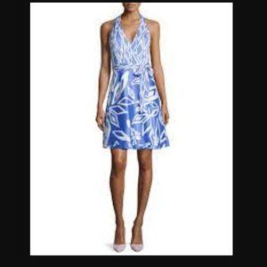 NWT Diane Von Furstenberg Amelia Halter Dress, Cerulean Blue, Size 2